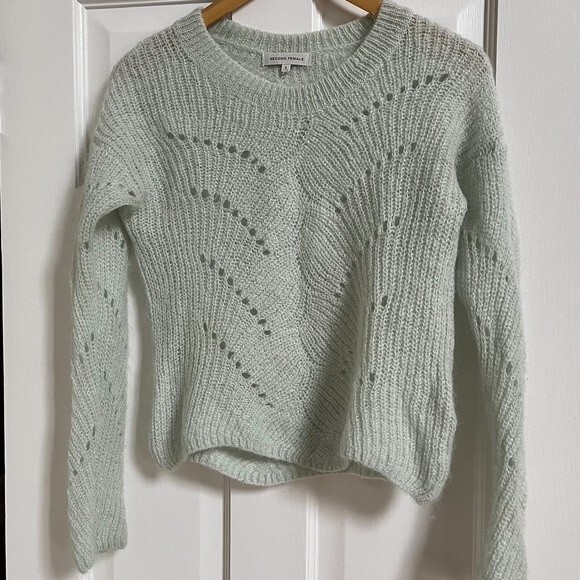 Second Female Jade Knit Round Neck Sweater in Green S NWOT - Picture 7 of 11